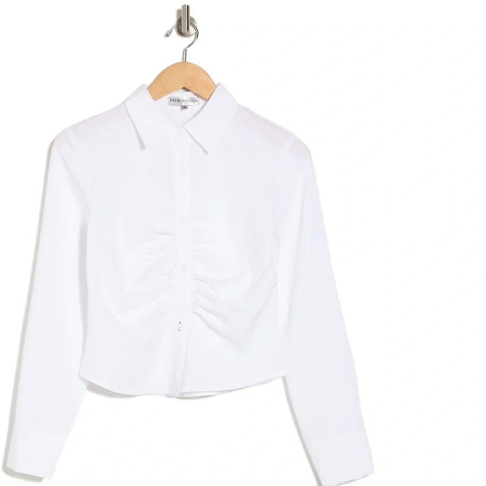 Patrizia Luca NWOT Rouched front button up - Picture 3 of 7